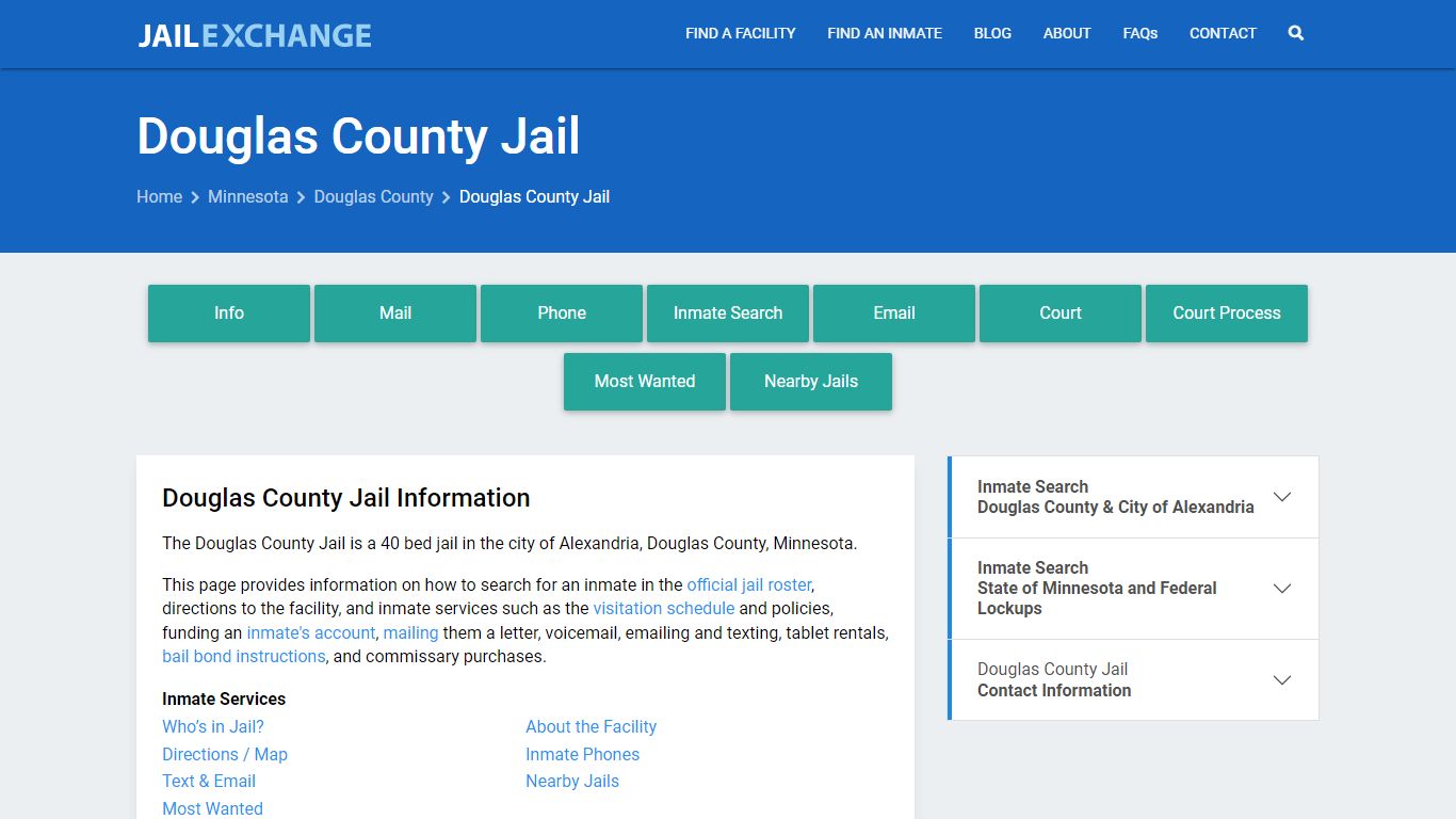 Douglas County Jail, MN Inmate Search, Information